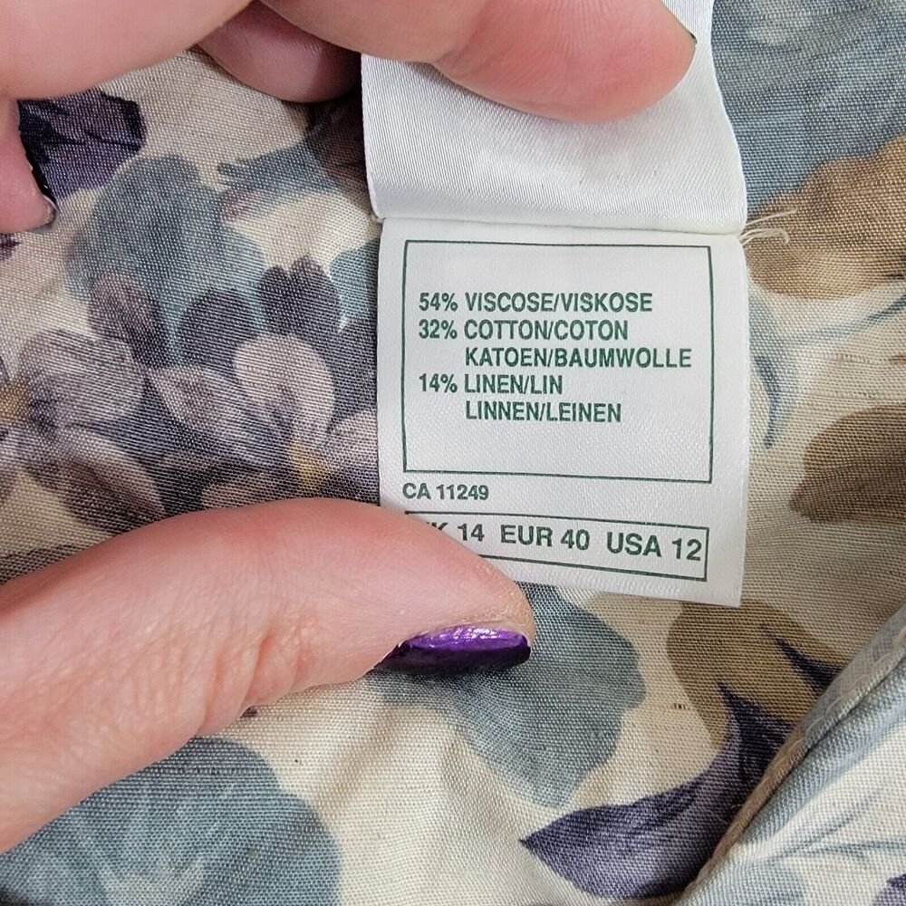 VTG Laura Ashley Great Britain Floral Puff Sleeve Midi Dress Sz 12 Cottagecore - Picture 9 of 16